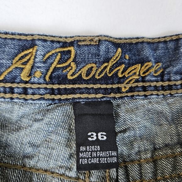 A Prodigee Distressed Y2K Jean Faux Leather Pocket Flap Southpole Blue Men 36x29 - Picture 12 of 14
